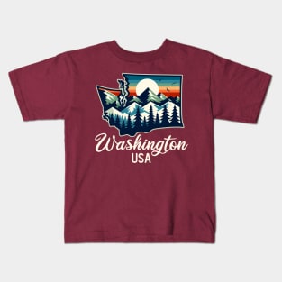 Washington State USA Outdoors Kids T-Shirt